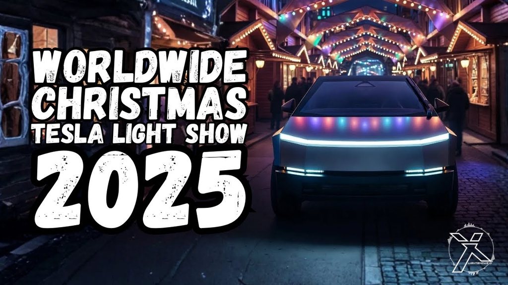 Naslovna slika lanske svetovne kompilacije Worldwide Christmas Tesla Light Show 2025